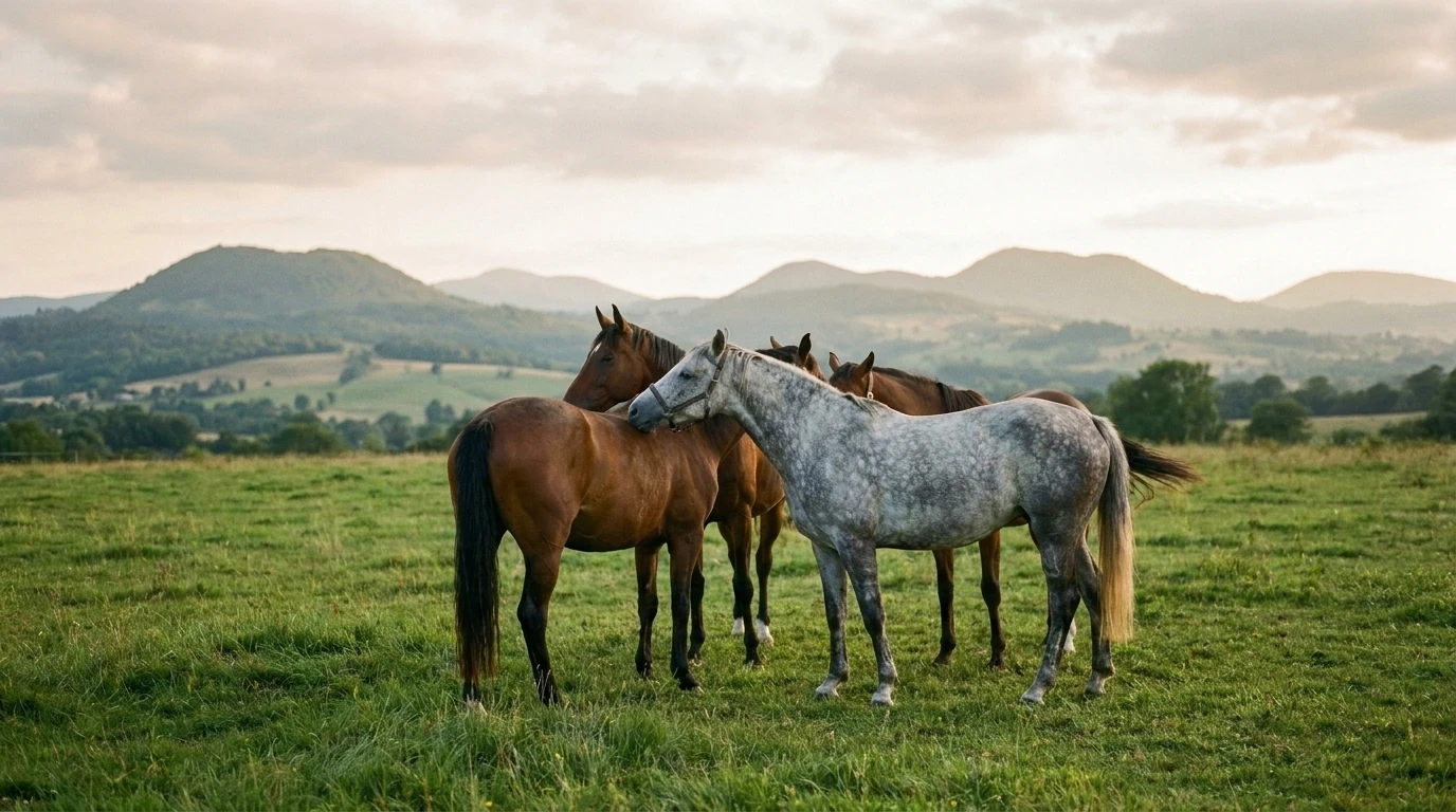 Les chevaux du PEP Quarter Horses en liberté, Puy-de-Dôme